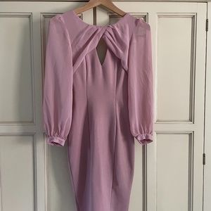 RARE Asos Petite Chiffon Sheer Pencil Pastel Pink Midi Dress XS 2